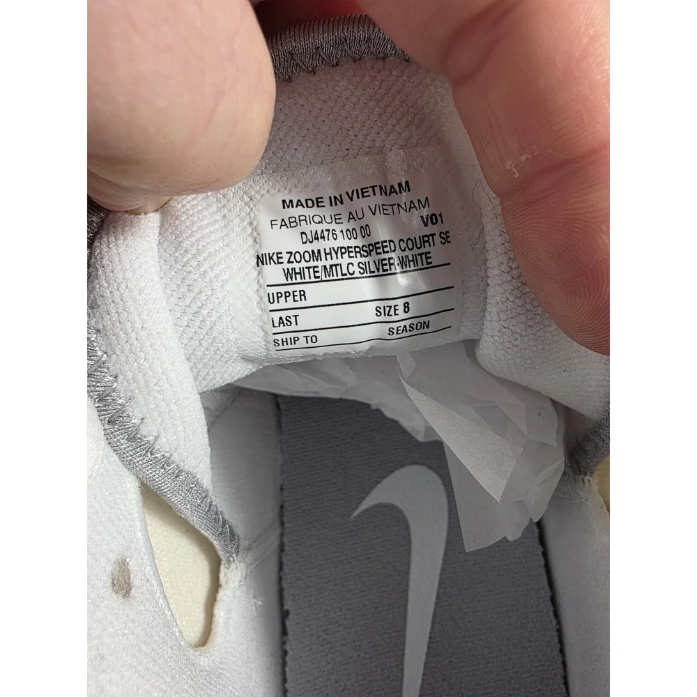 Nike Zoom Hyperspeed Court SE Women 9.5 White Silver DJ4476-100 Volleyball Shoes